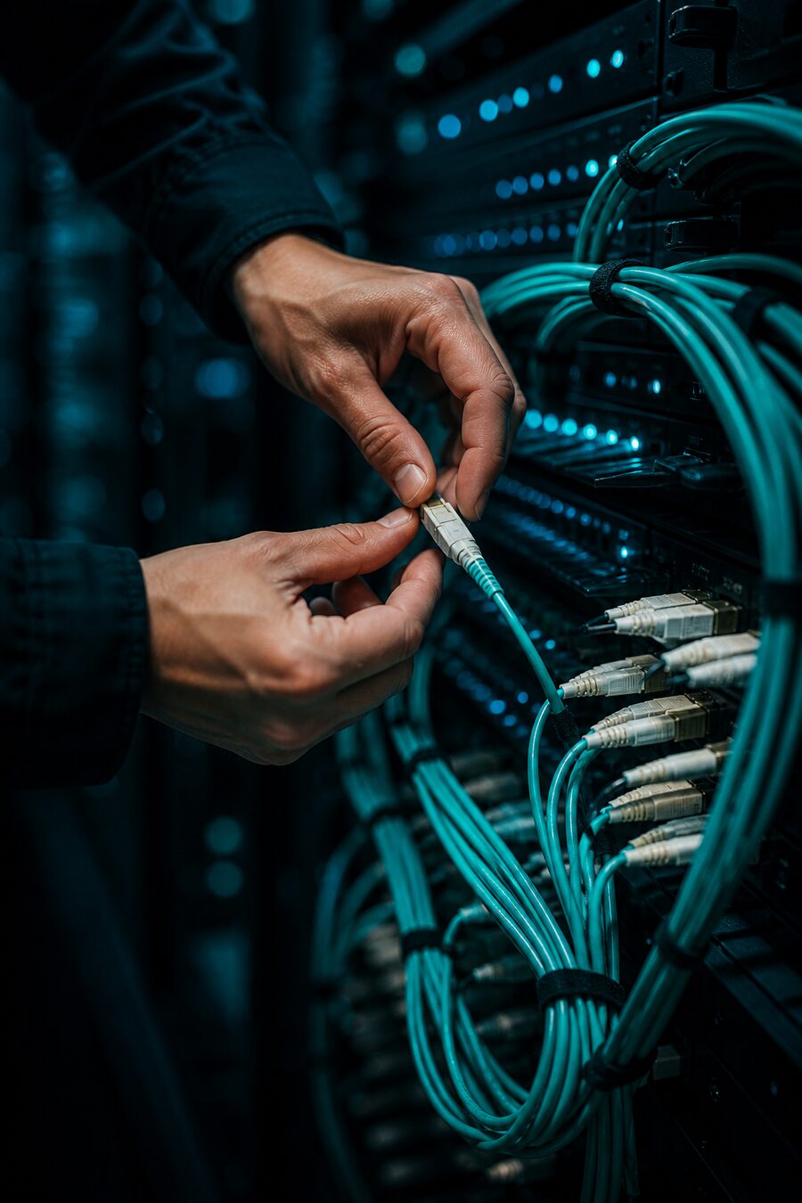 Teal digits streaming from a phone keypad
