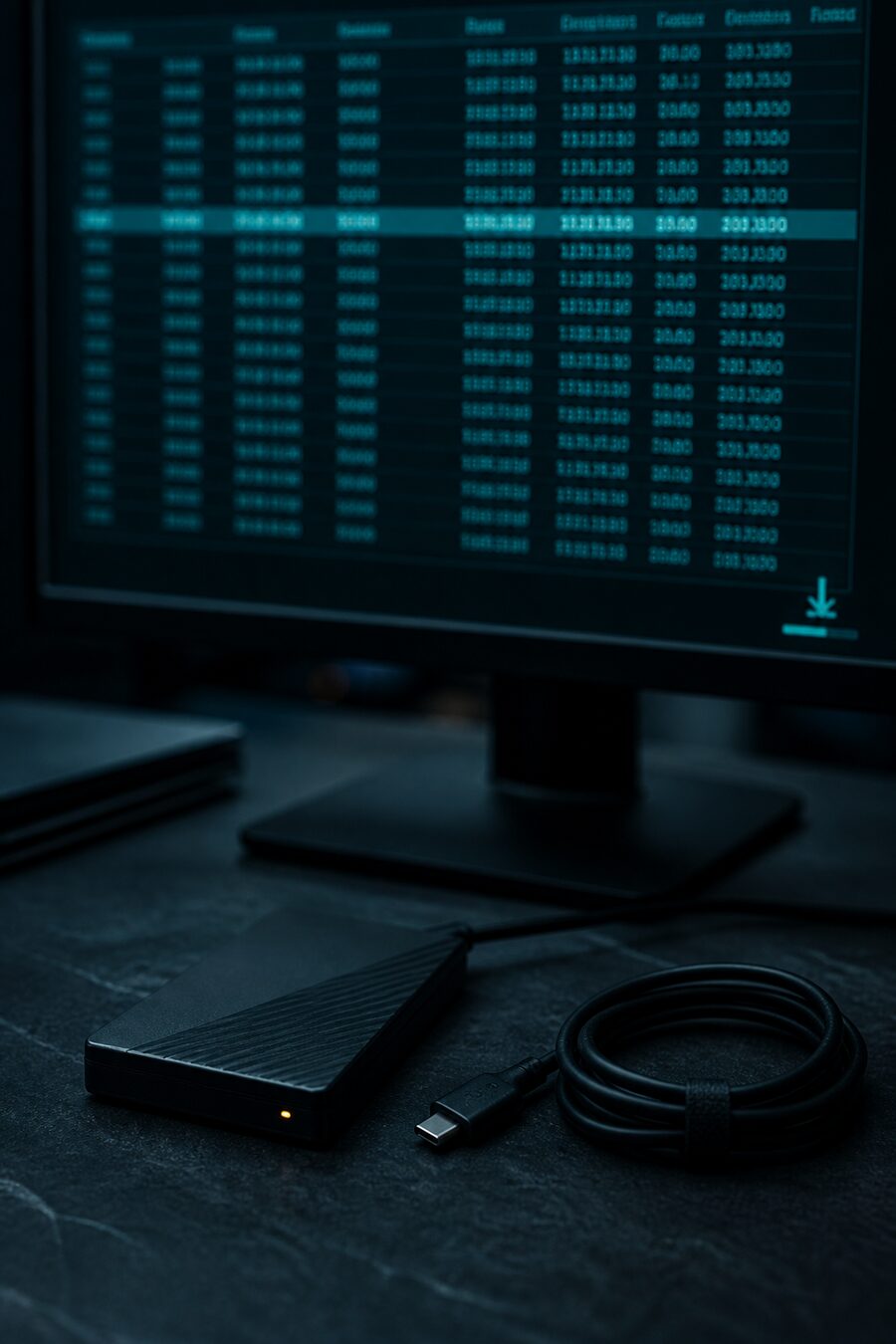Call records scattering across a dark surface